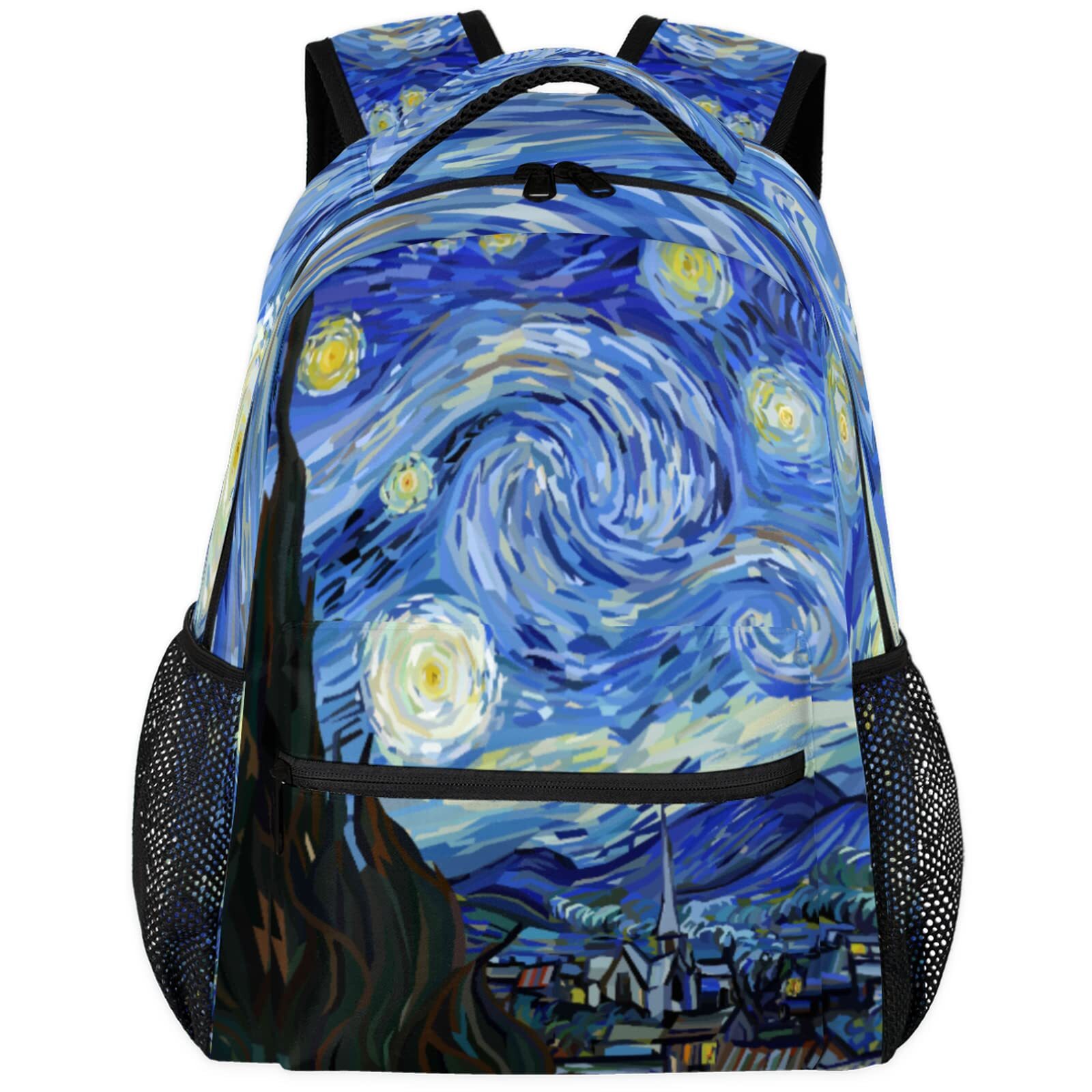 Starry Night Backpacks for Girls and Boys, Lightweight Casual School Bags with Fun Galaxy Design, Perfect for Kids and Teens