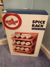 NEW NIB Macy's The Cellar Natural Wood Spice Rack - original price $40 