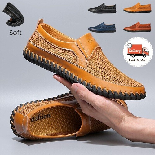 Men Genuine Leather Penny Loafers Casual Shoes Slip on Moccasins Driving Shoes - Picture 1 of 23