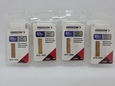 (4) Arrow Fastener 23G20-1K Galvanized Pin Nails, 23-Gauge 13/16'' 1000-Packs LOT