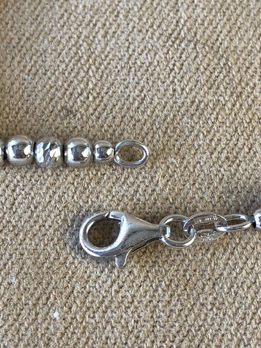 Italy Sterling Silver 925 Graduated Beaded Ball Chain Necklace 18” - Picture 9 of 14