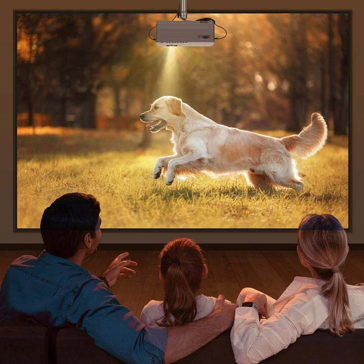 Mini LED Projector 240'' Display 1080P Video Home Theater Cinema + 100" Screen - Image 3 of 4