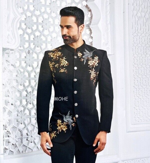 Traje Jodhpuri étnico indio de trabajo manual para hombre traje Bandhgala para hombre ropa india