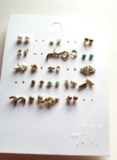 H&M Earrings Multi Pack Pierced Stud Assortment of Styles Eighteen Pairs