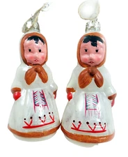 Inuit Eskimo Native American Glass Ornaments Set of 2 Hand Painted Christmas