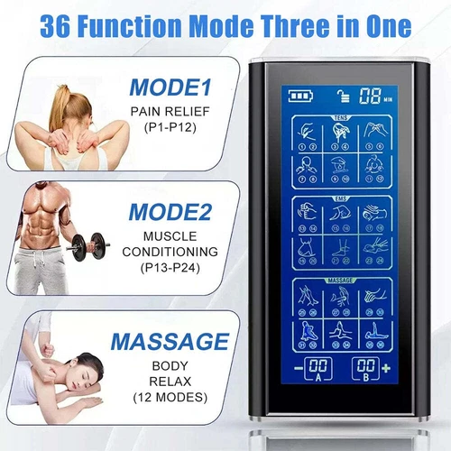 3-in-1 TENS EMS Machine Massager 10 Pads Electric Acupuncture Muscle Pain Relief - Picture 5 of 14