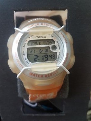 Casio Rare Discontinued Baby-G BG-164B-4BV Data Bank Orange Watch