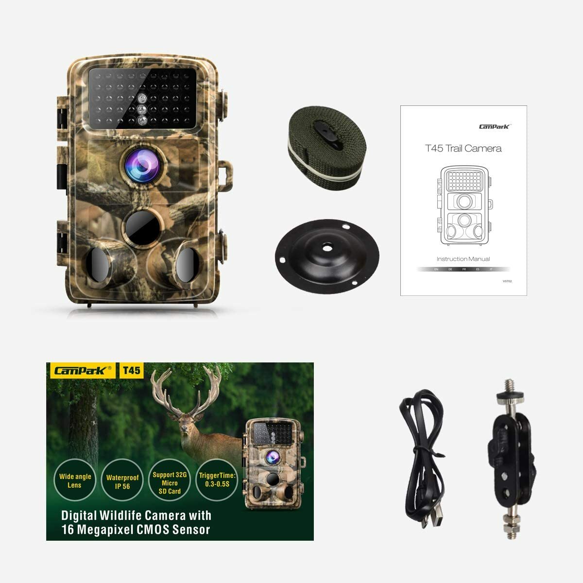 Campark Trail Camera-Waterproof 16MP 1080P Game Hunting Scouting