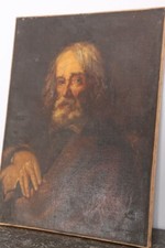 Antico dipinto scuola fiamminga primi 800 olio su tela volto anziano cm 77 x 59 