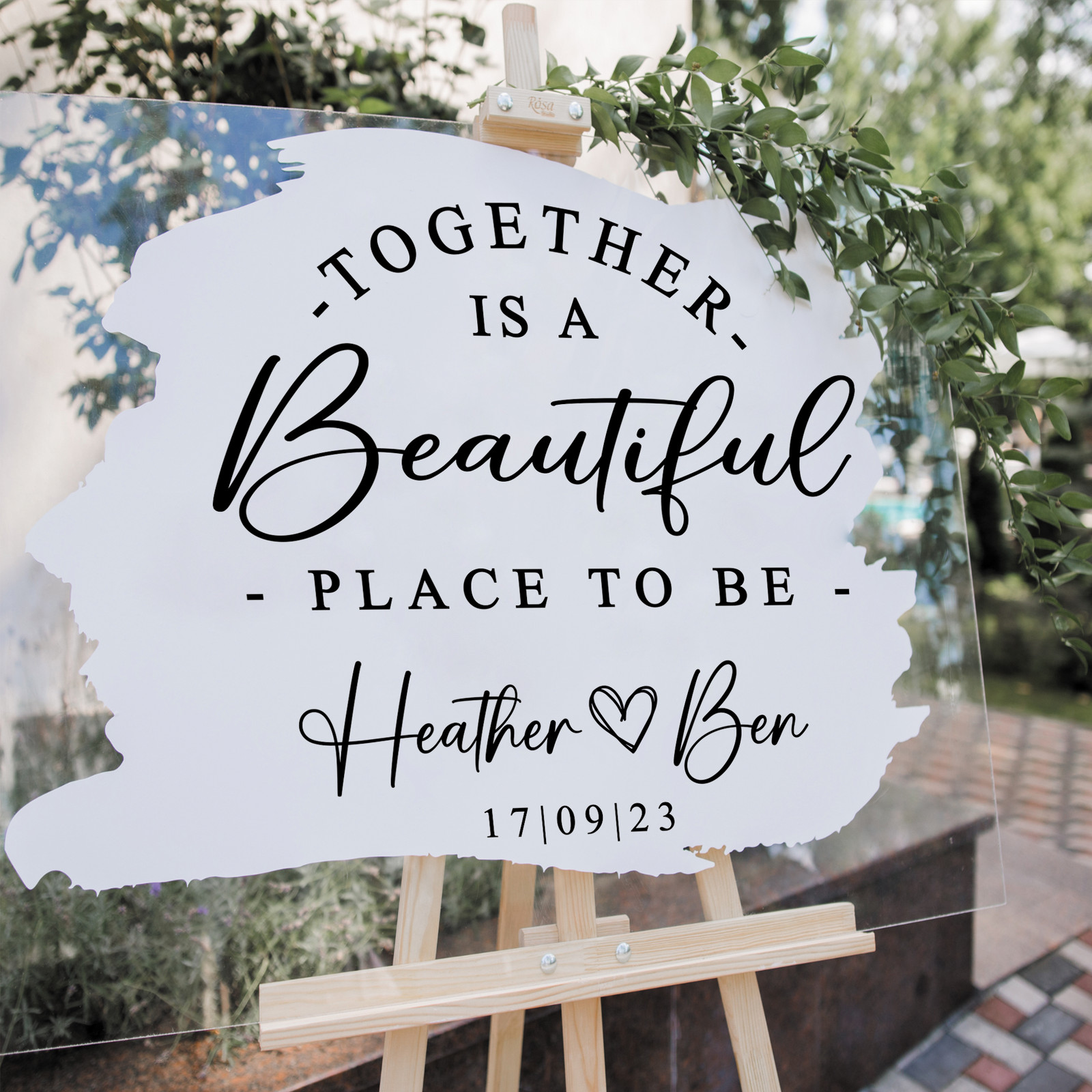 Together Is A Beautiful Place - Personalisiertes Willkommensschild/Spiegel Aufkleber