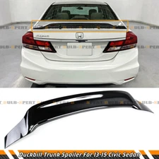 FOR 2013-15 HONDA CIVIC 4DR SEDAN FB GLOSS BLACK R STYLE DUCKBILL TRUNK SPOILER