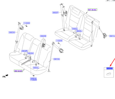 Hyundai Santa Fe MK3 DM Sicherheitsgurthaken hinten 857792W000NBC, Original