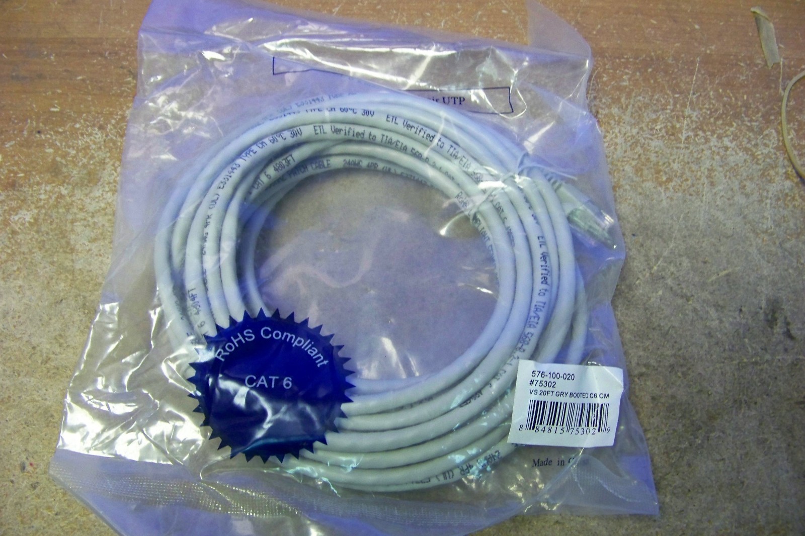 NEW Quicktron Cable 576100020 VS 20Ft Gry Booted C6 CM eBay