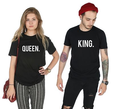 König und Königin passendes T-Shirt T-Shirts Set Top lustig Valentinstag His Hers