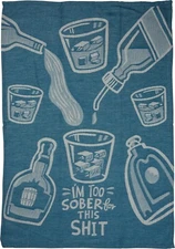 Primitives By Kathy Cotton Jacquard Dish Towel Blue I'm Too Sober for This