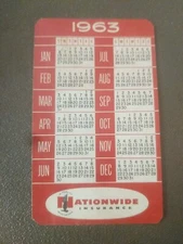 Vintage 1963 Pocket Calendar and Business Card Nationwide insurance PA~ #62d