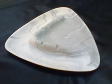 VINTAGE MCM CERAMIC BLUE SWIRL ASHTRAY 10"X9.5" TRIANGLE 