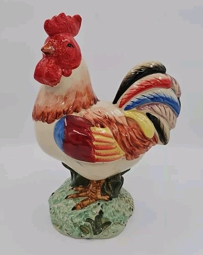 Ceramic Rooster Figurine 14” Tall Chicken Country Farmhouse Decor Decorative