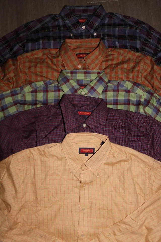 LOT 5 AUSTIN REED LONDON MENS PLAID BUTTON DOWN SHIRTS DESIGNER LARGE $325 NWT - Image 2 of 4