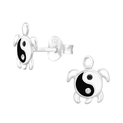 Yin-Yang Schildkröte Kinder Ohrringe 925 Silber für Mädchen Schmuck Geschenk - Bild 1 von 4
