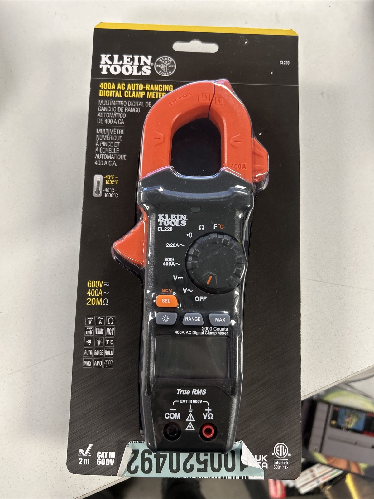NEW Klein Tools CL220 400A AC AutoRanging Digital Clamp Meter True RMS