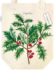 Cavallini & Co., "Holly" Cotton Canvas Holiday Christmas Tote / Shopping Bag