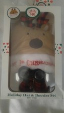 Bnip Little Me 1st Christmas Hat And Booties Set 0-12 Months