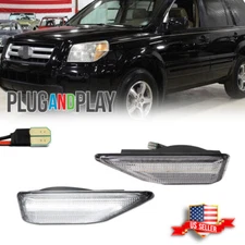 Clear White LED Front Bumper Side Marker Signal Lights For 2006-2008 Honda Pilot