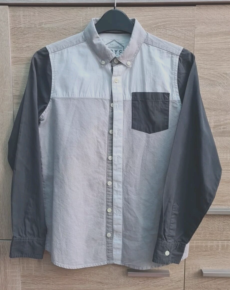 Boys Long Sleeve Shirt Age 12 Colour block design Grey