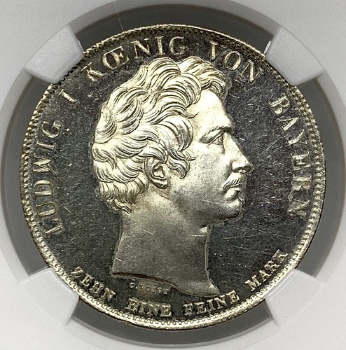 German States Bavaria 1835 Taler Coin Thaler NGC MS 62 PL STG/PP UNC BENEDICTINE - Picture 3 of 4
