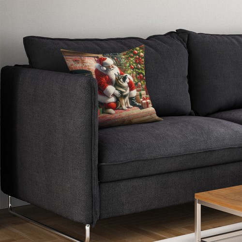 Norwegian Elkhound and Santa Claus Fabric Decorative Pillow DAC4145PW1414 - Picture 6 of 6