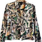 TAHARI Linen Tropic Floral Print Jacket Women Sz M Coastal Travel Vacation — photo 1