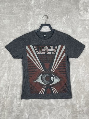 Obey Women s Never Trust Tee Shirt Gray Size Medium