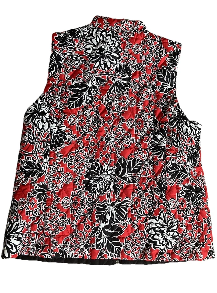 Lote de 2 Ruby Rd. Coletes pequenos pequenos reversíveis zebra/preto, vermelho floral - Imagem 4 de 4