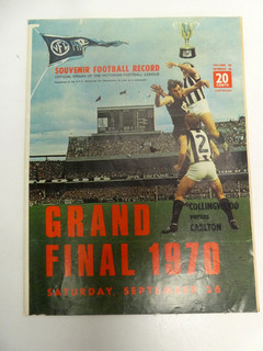 VFL AFL FOOTBALL 1970 SOUVENIR RECORD COLLINGWOOD CARLTON GRAND FINAL AUSTRALIAN