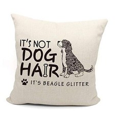 Beagle Pillow Cover 18x18, Gifts and Decor for Women, Glitter Linen Beige1