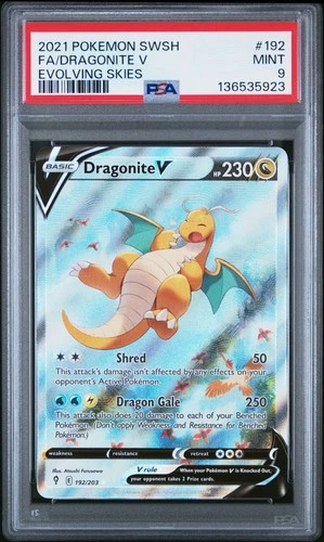 2021 Pokemon Evolving Skies Dragonite V Full Art #192 MINT PSA 9 Ultra Rare