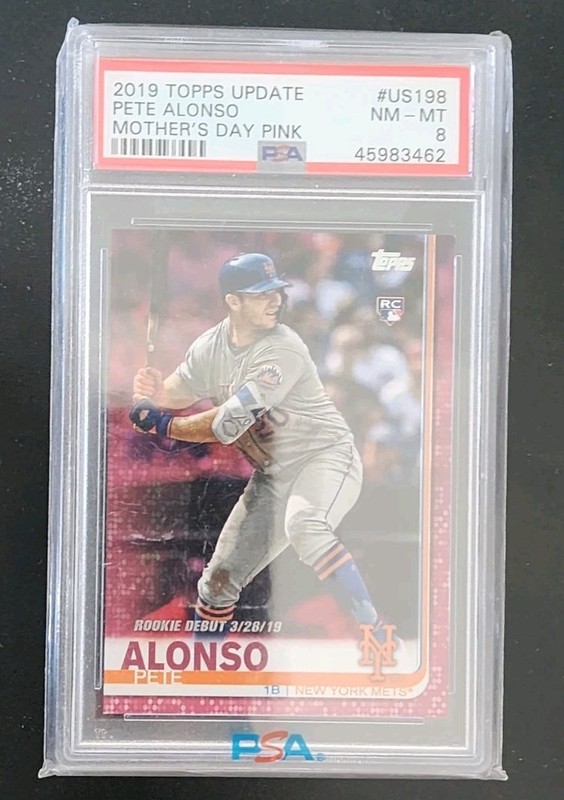 2019 Topps Update Pete Alonso Mothers Day Pink /50 Rookie #US198 PSA 8 NM-MT