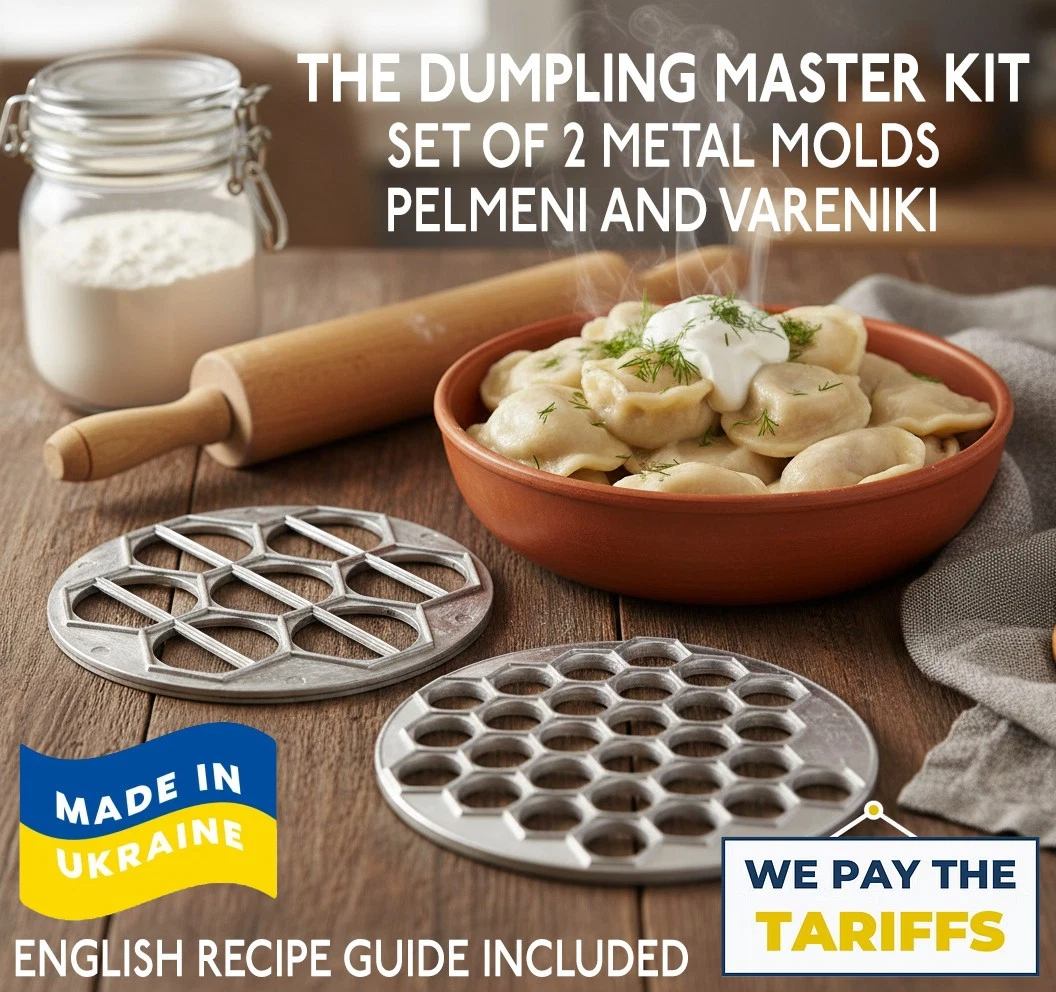 Ukrainian Pelmeni & Vareniki Mold Set • Metal Dumpling Maker • English Recipes