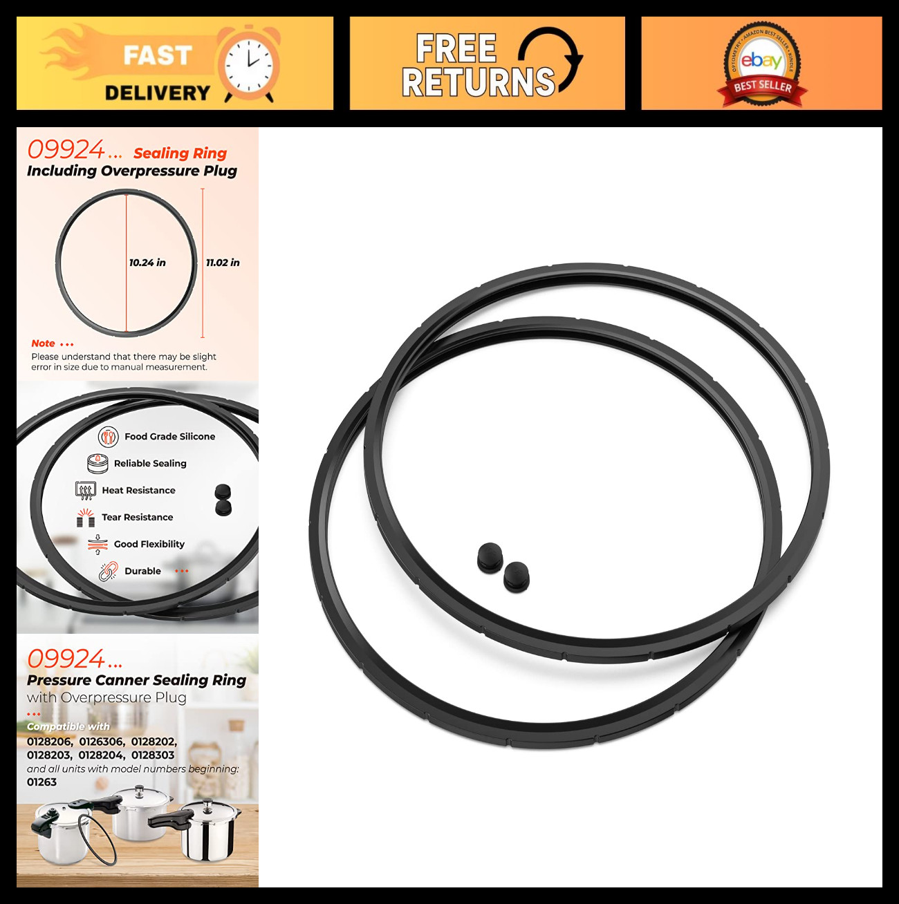 Pressure Canner Sealing Ring & Overpressure Plug - 2 Pack for 6 & 8 Quart Cooker