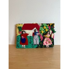 Handmade Embroidered Folk Art Clutch Wallet Travel Zip Bag Latin American Garden