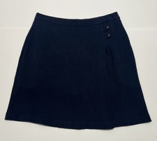 LANDS END Size 16 Navy Blue Skort Uniform Skirt Buttons Shorts School Girls