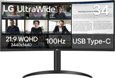 34WR55QK-B 34-Inch Ultrawide WQHD 3440 X 1440 Curved Computer Monitor, 100Hz,