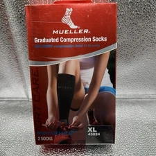 Mueller Black Graduated Compression Recovery Socks One Pair - Extra Large 43024