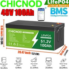 NEW 48V 100Ah LiFePO4 Lithium Battery 5120Wh Deep Cycles Built-in BMS Bluetooth