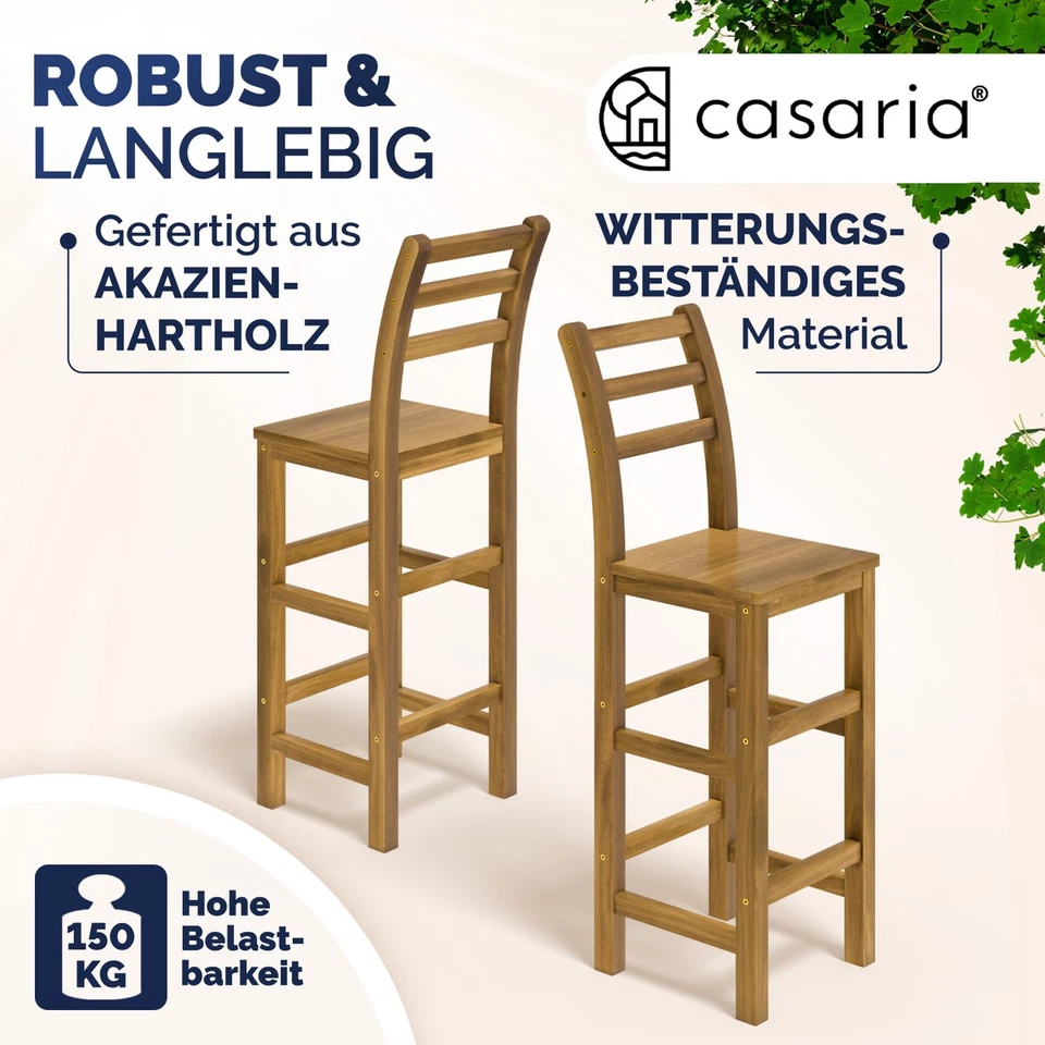 CASARIA® Tresenhocker Barstuhl Barhocker mit Lehne 4er Set Holz Küche Bar Hocker - Bild 2 von 4
