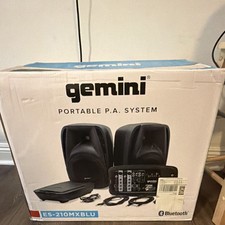 Gemini ES-210MXBLU Portable Bluetooth PA System Mixer Speakers Cables