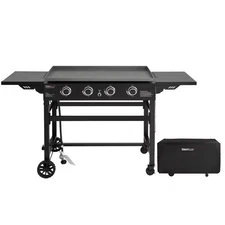 35 In. Flat Top Gas Griddle with a Griddle Cover, 4-Burner Propane Gas Grill Gri