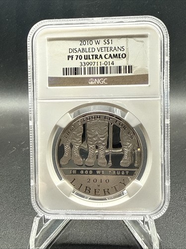 PF70 2010-W UCAM Disabled Veterans Commem. Silver Dollar $1 NGC Brown Lbl *6186 - Picture 1 of 4