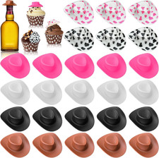30 Pcs Plastic Mini Western Cowboy Cowgirl Hats  Miniature Doll Hats for Crafts